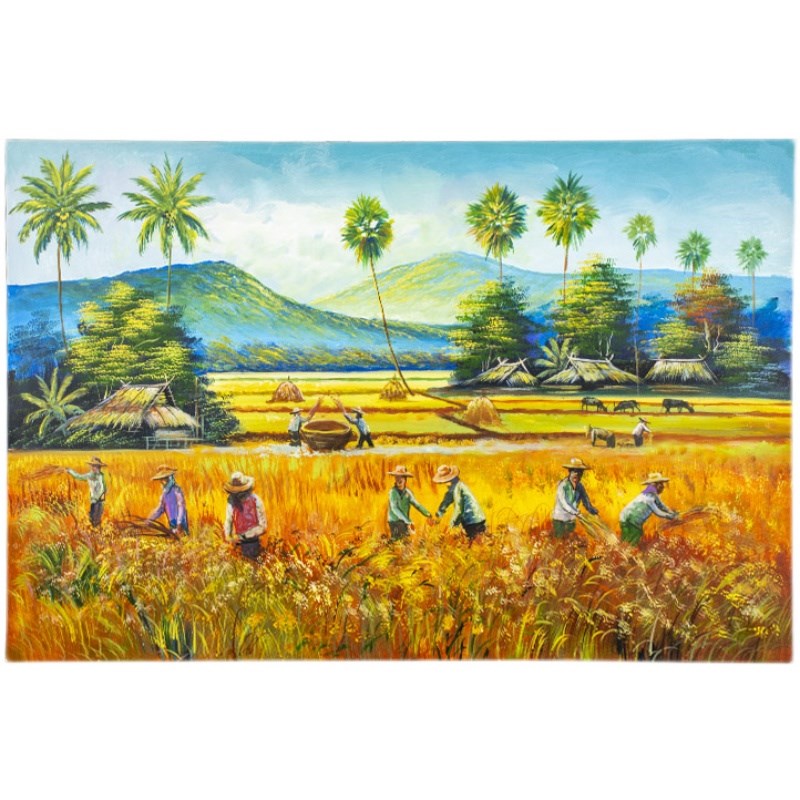 玄关墙面装饰画一家三口美容院大厅壁画泰国墙饰客厅背景墙挂饰