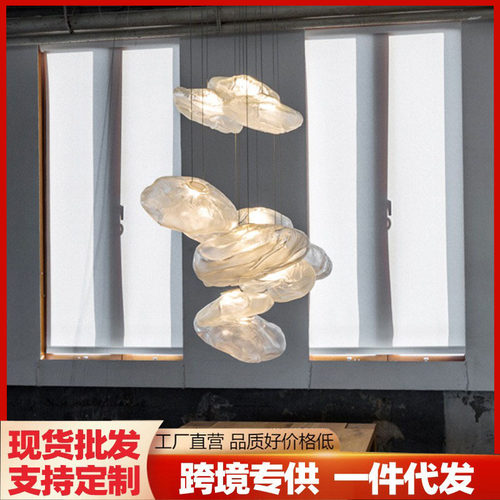 后现代轻奢玻璃吊灯北欧创意餐厅吊灯个性吧台复式楼梯装饰吊灯具