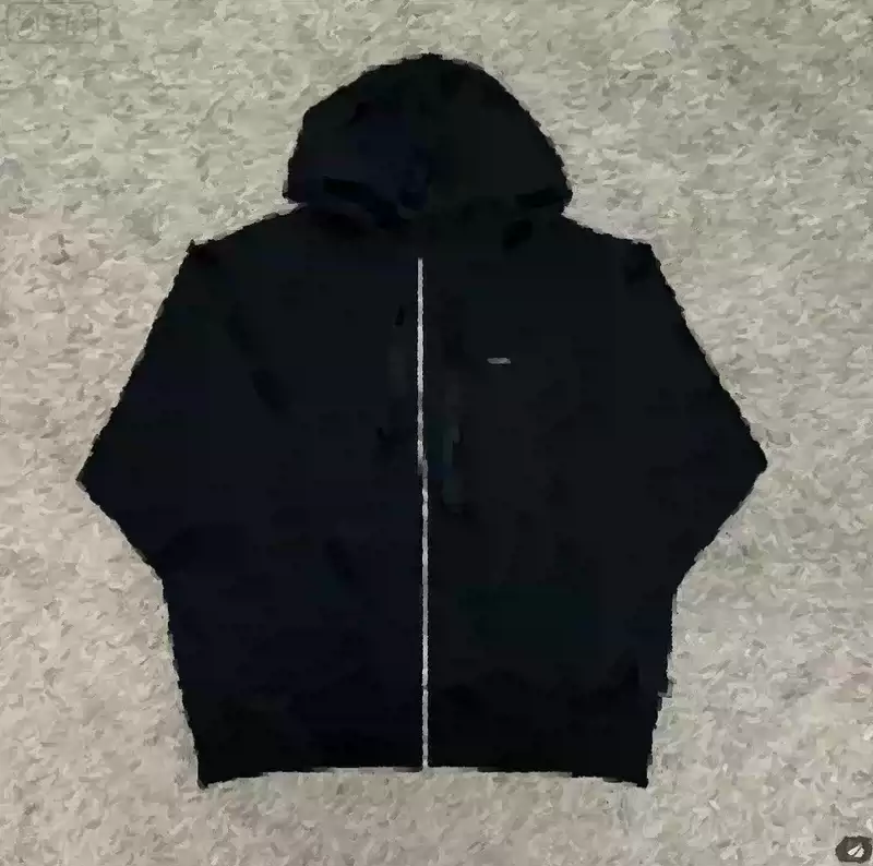 Grey/Black Sup Small Box Zip-Up Hooded Sweatshirt