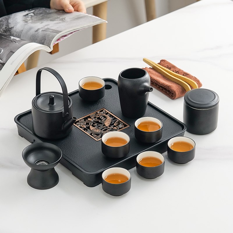 黑陶茶具套装家用小功夫茶具泡茶日式简约陶瓷茶壶茶杯办公室礼盒