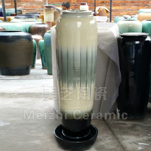 公司门口喷泉陶罐流水摆件大型落地立式涌泉缸庭院水景花瓶加湿器