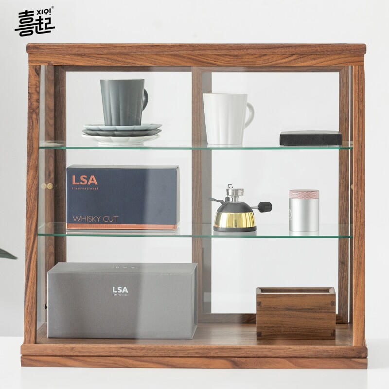 实木透明防尘玻璃柜 吧台桌面样品饰品架烘焙面包展示商用陈列柜