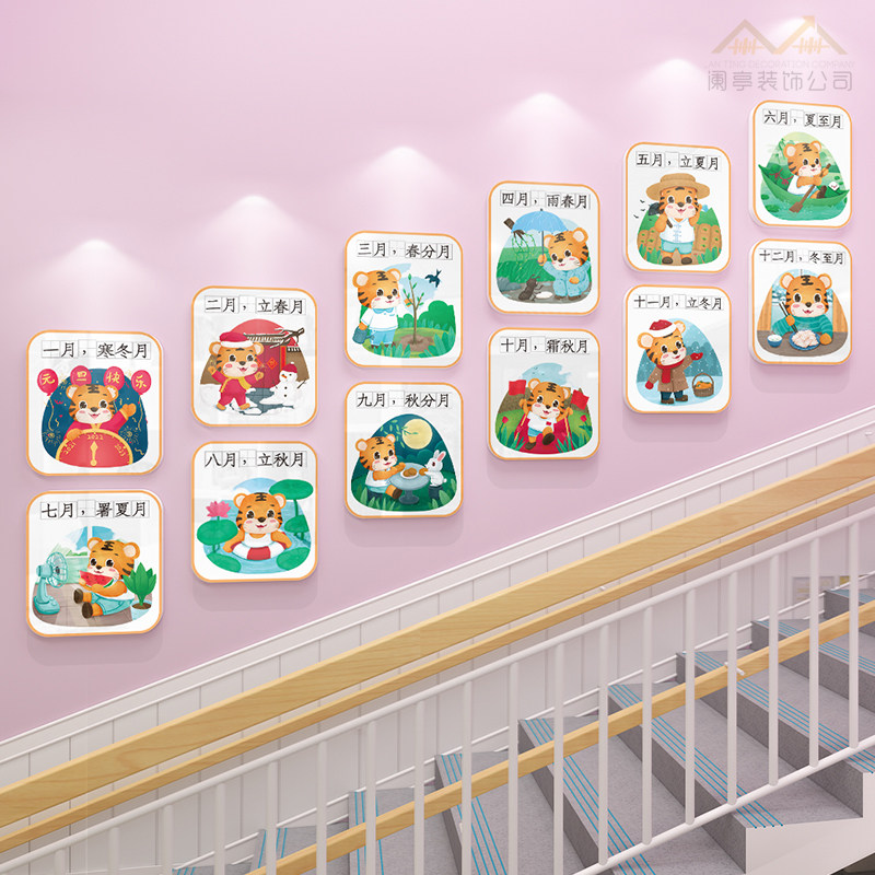二十四24节气墙贴幼儿园教室传统文化楼梯走廊布置环创主题墙贴画