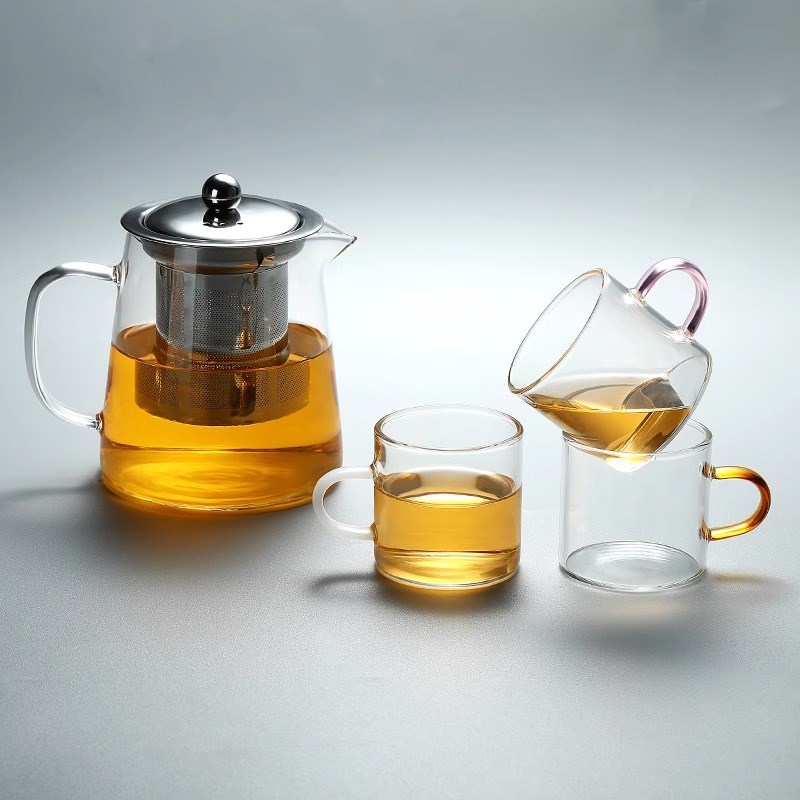加厚耐热玻璃小茶杯透明小杯子带把品茗杯家用功夫茶具套装茶碗