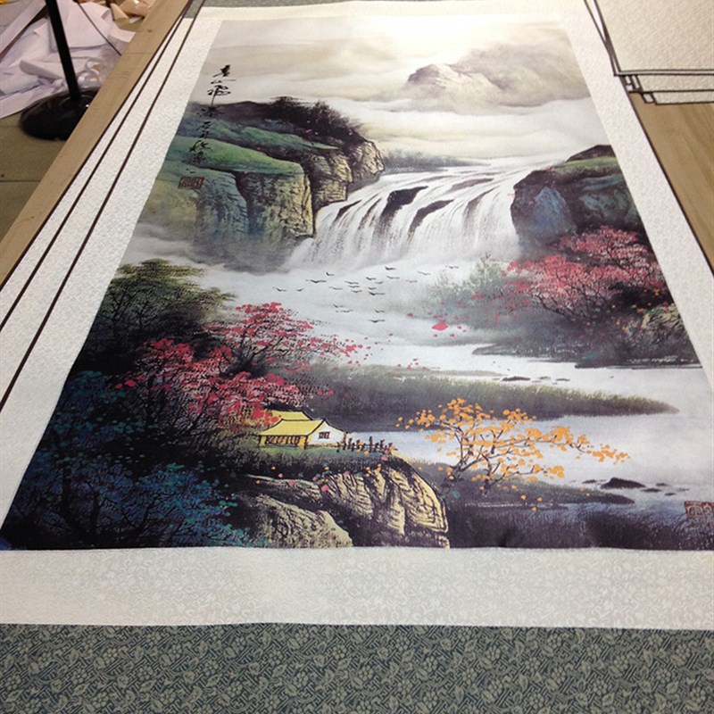 四条屏字画卷轴画山水花鸟画梅兰竹菊客厅装饰画茶楼包厢挂画丝绸