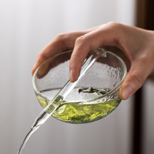 泡绿茶专用茶具 冷泡绿茶玻璃杯 玻璃泡茶碗盖碗绿茶公道杯引流碗