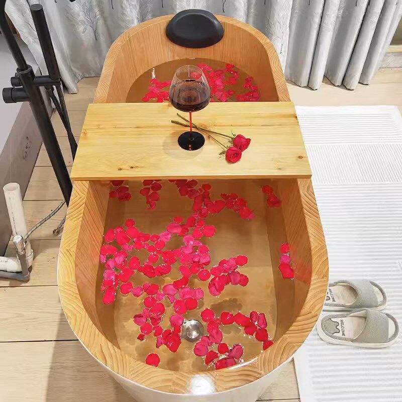 蜀成木质浴缸泡澡木桶家用泡澡桶酒店民宿双人情侣成人椭圆形浴盆