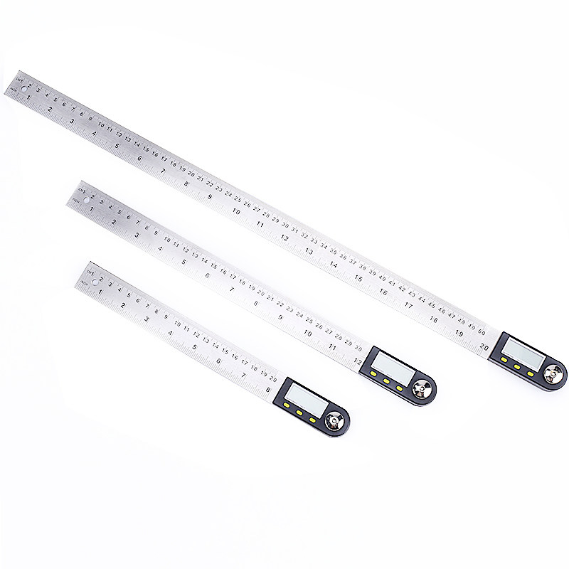 伊莱科数显角度尺不锈钢电子量角器角度测量仪角度规角尺 0-500mm