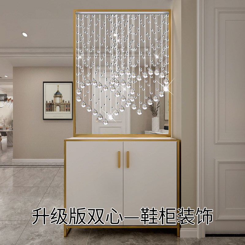 水晶珠帘心形装饰卧室婚房吊帘家用玄关卫生间过道新款挂帘免打孔