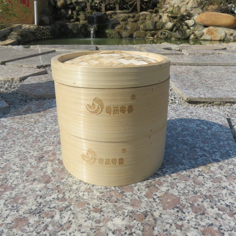 粤蒸粤香全竹蒸笼家庭装二笼一盖手工笼屉加高竹蒸屉绿色竹制厨具