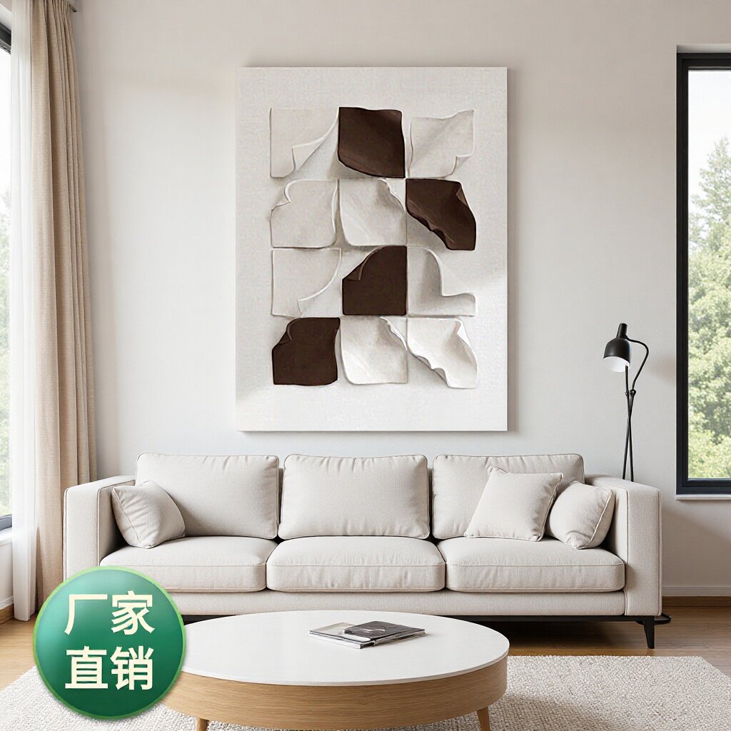 新款实木雕刻抽象风无框装饰画