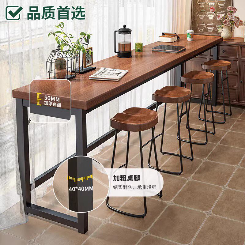 吧台桌加厚桌面家用客厅靠墙阳台高脚桌简约长条桌奶茶店桌椅组合图片