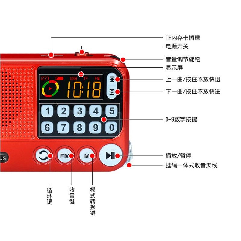老年人收音机湖北楚剧mp3戏曲播放器听戏机插卡播放机唱戏机充电