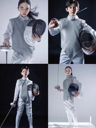 义平击剑服三件套450N冰丝保护服新款可比赛儿童2023新规则花剑
