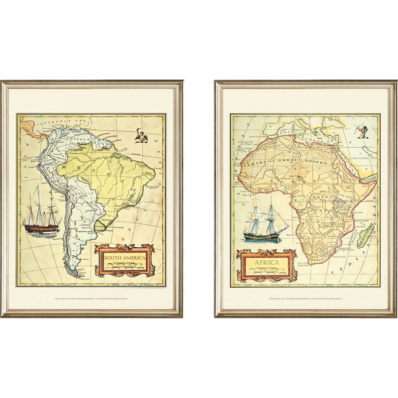 世界复古航海图客厅美式装饰画沙发背景墙壁画书房传统简约挂画