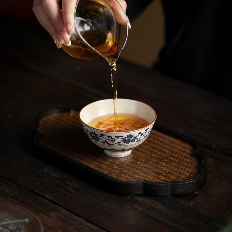 【拙溪 缠枝莲普洱杯】景德镇手工茶杯手绘陶瓷主人杯品茗杯单杯