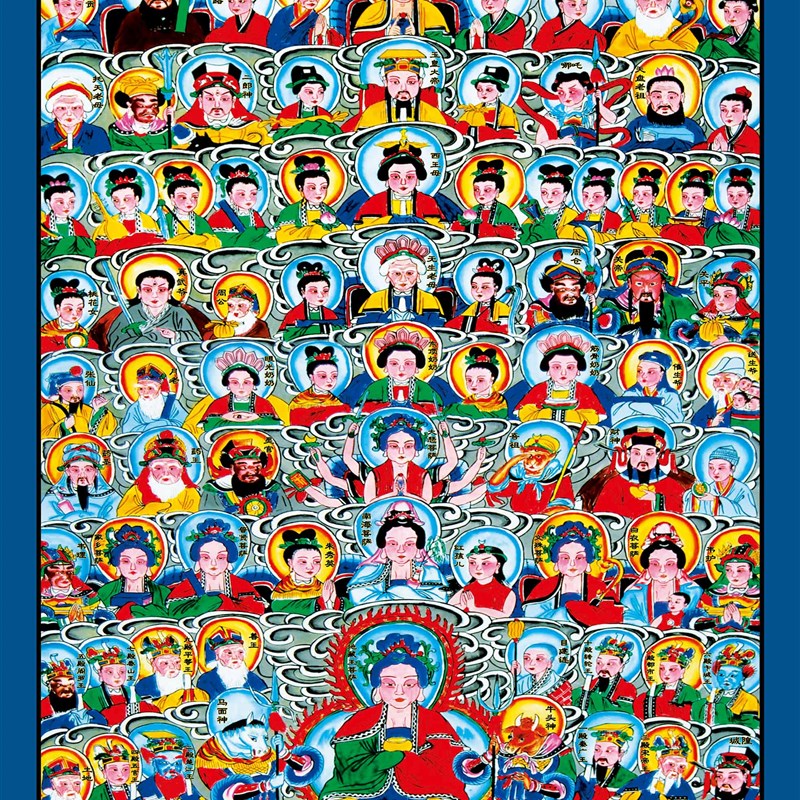 七十二位全神图高清国画装饰画人物画微喷绢布打印卷轴新中式挂画