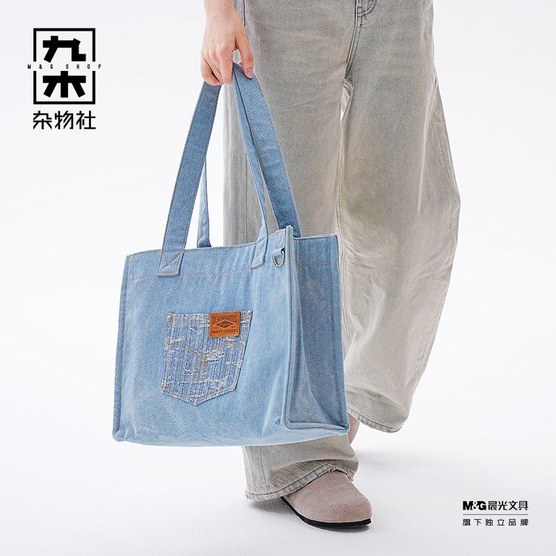 九木杂物社牛仔布斜挎包女大容量包包复古邮差帆布单肩包出行包袋图片
