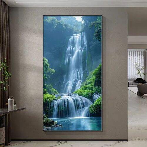 走廊生财流水风景画山水画装饰画过源远流长挂画道玄关入户正对门