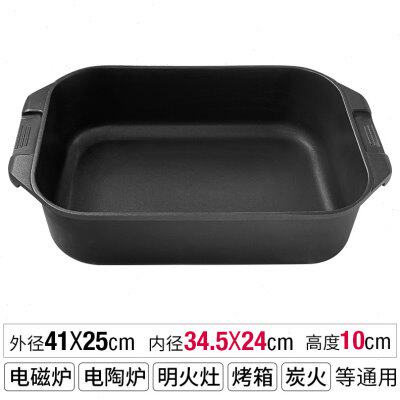 加深烤鱼锅清汤锅火锅长方形烤鱼盘电磁炉用不粘锅烧烤盘家用商用图片