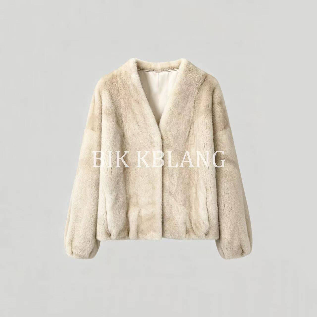 BIKKBLANC【如花诉求】进口紫金短二水貂V领净版水貂皮草6036