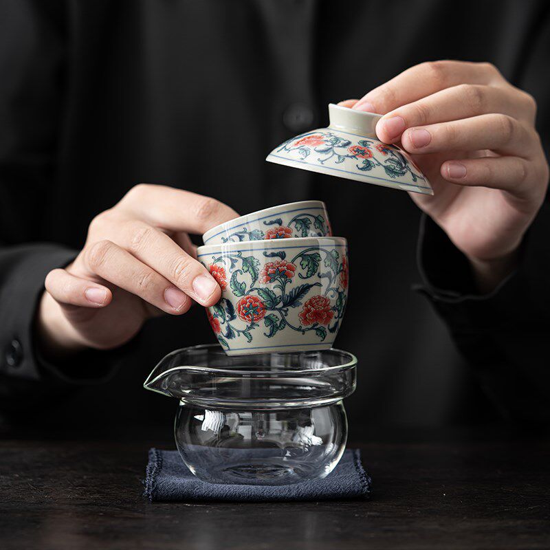 复古旅行茶具快客杯盖碗泡茶器便携包玻璃茶杯车载收纳户外小套装
