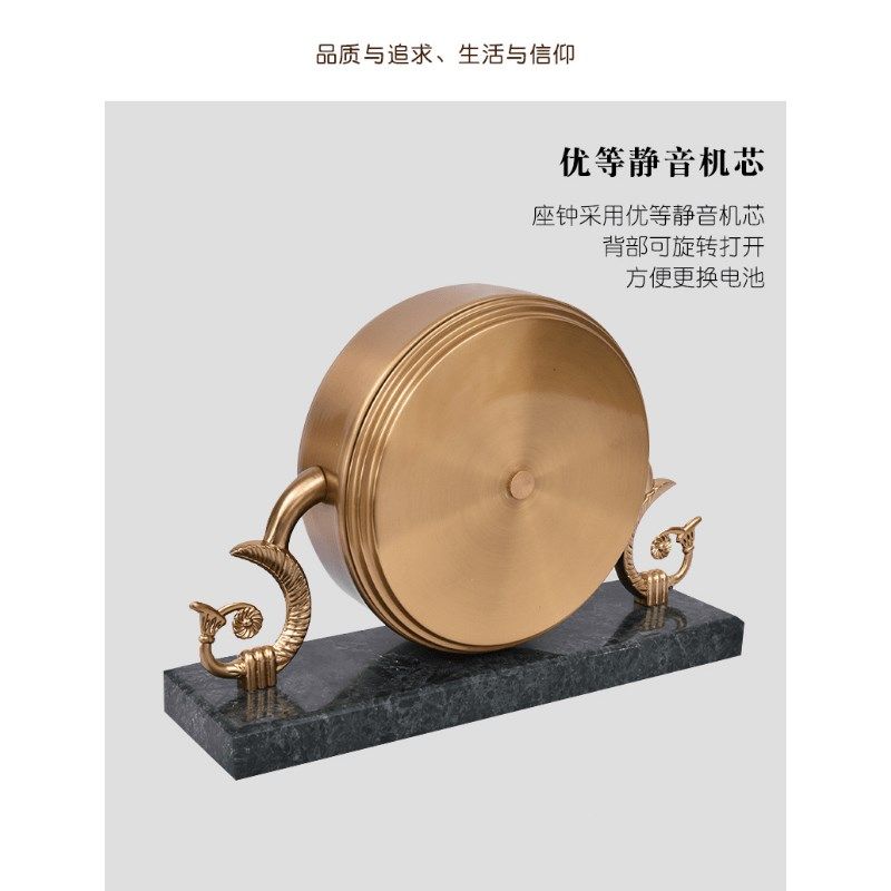 北欧轻奢装饰静音座钟新中式大理石台钟欧式客厅桌面摆件立钟时钟