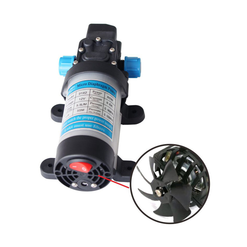 带风扇高压洗车水泵过滤电动隔膜水泵农用打药自吸直流12V24V80W