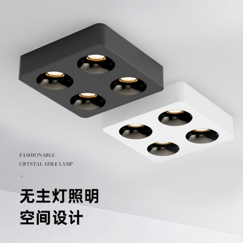 双头超薄射灯吸顶式三头斗胆灯明装筒灯防眩极简设计师无主灯照明