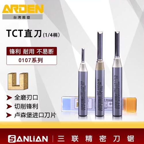 雅登公制TCT双刃直刀1/4柄木工