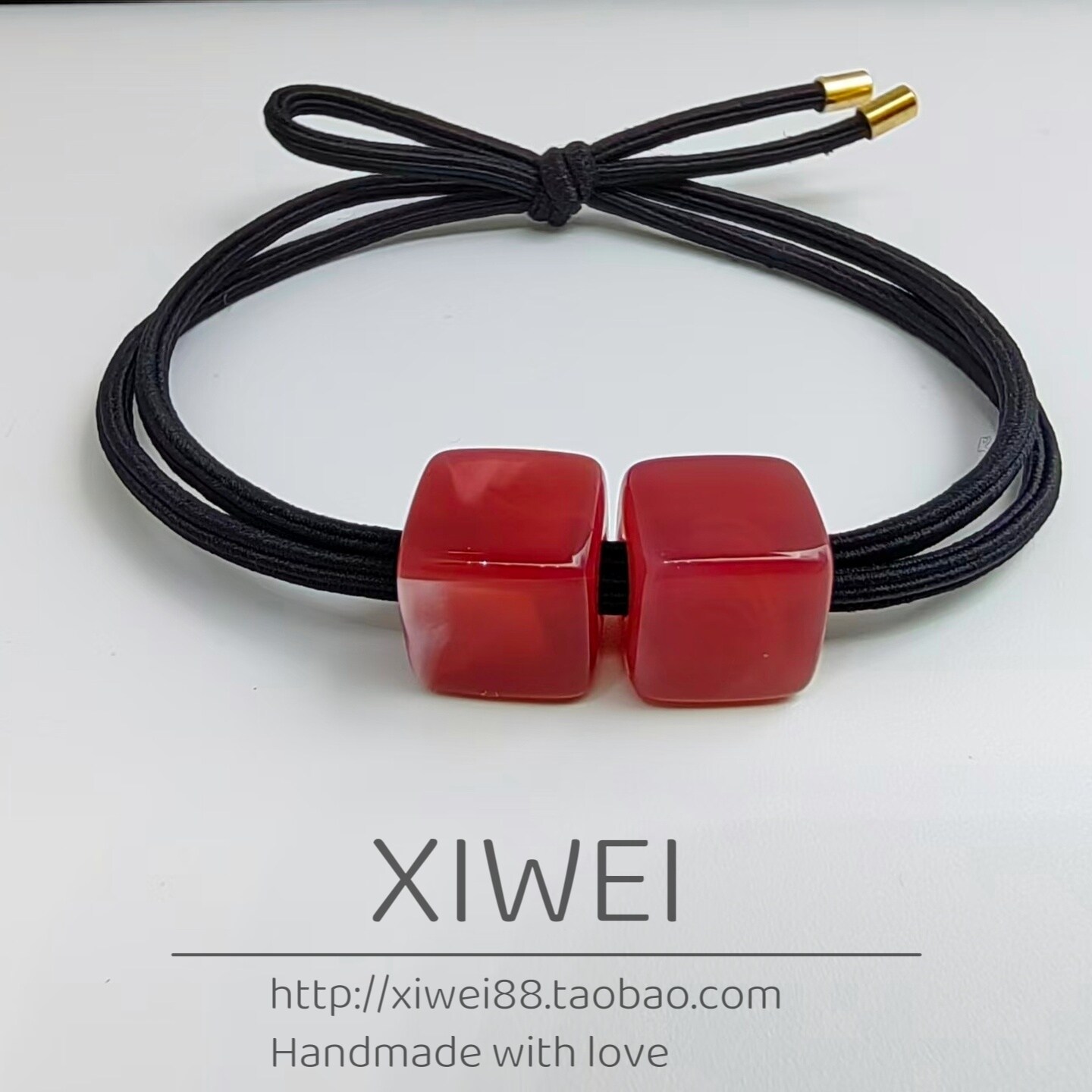 【熹微】韩ins小众方块串珠发圈双根高弹力皮筋耐用扎发头绳通勤