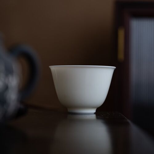 厚皿仿明代古瓷仰钟杯大容量德化高端白瓷品茗杯轻奢主人茶杯茶具