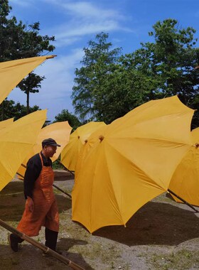 物新工坊 泾县老式大油布伞 户外油纸伞防雨桐油古风庭院大黄伞