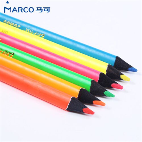 Marco马可9205B三角6色荧光彩铅笔素描铅笔手绘画套装彩铅笔
