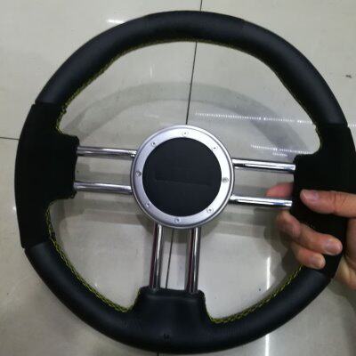 汽车14寸方向盘改装赛车镂空钢条方向盘竞技磨砂真皮通用方向盘