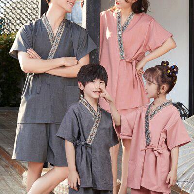 高品质亲子浴服100%纯棉汗蒸服男童女童桑拿服情侣款吸汗儿童柔软图片