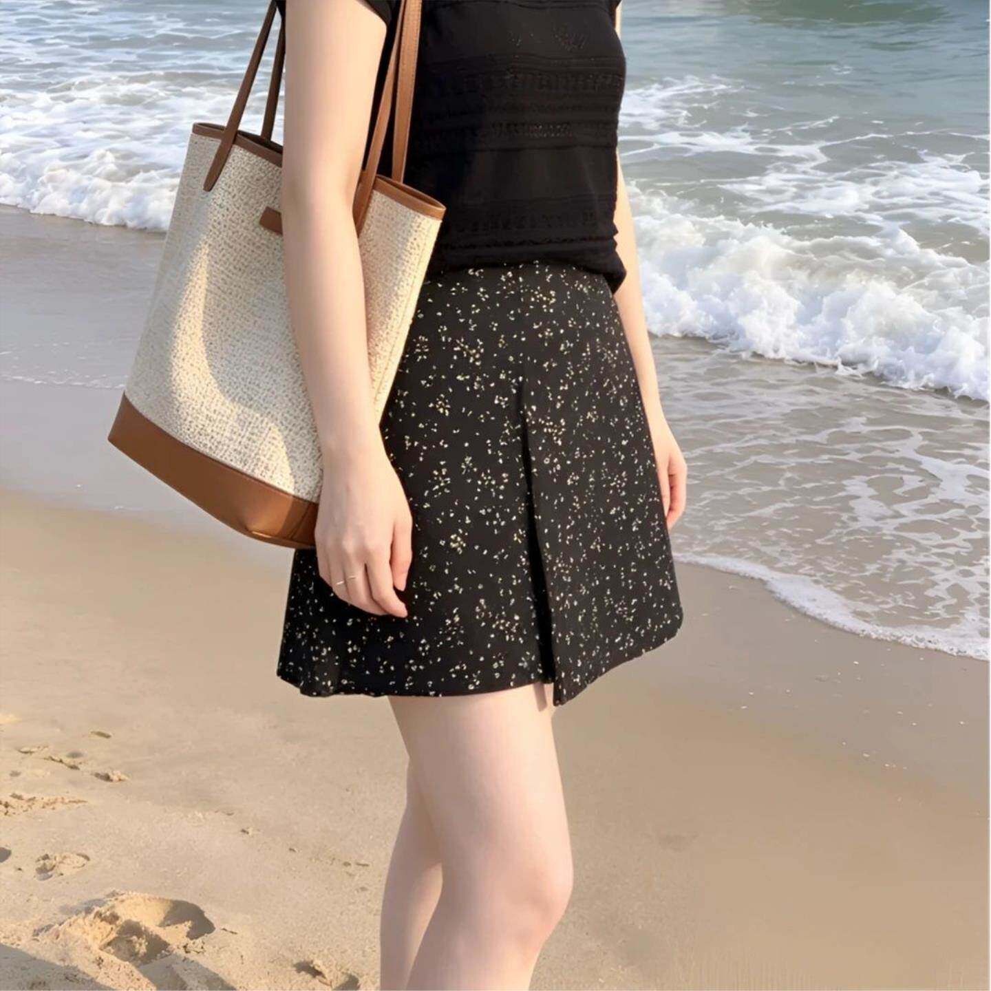 韩系碎花半身裤裙女2026夏季新款胖妹妹显瘦设计宽松字裙裤