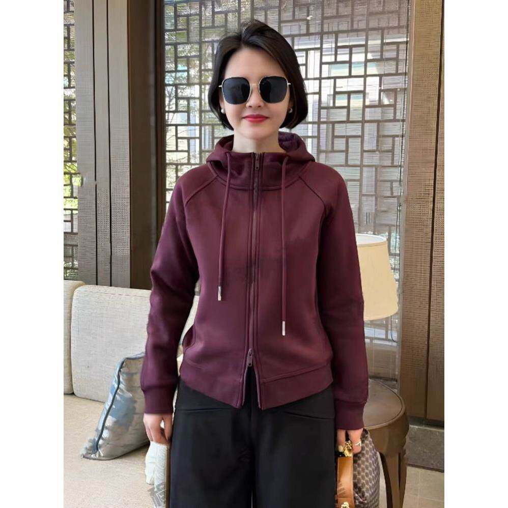 双拉链连帽加绒加厚卫衣外套女早秋款新款爆款宽松长袖开衫上衣女