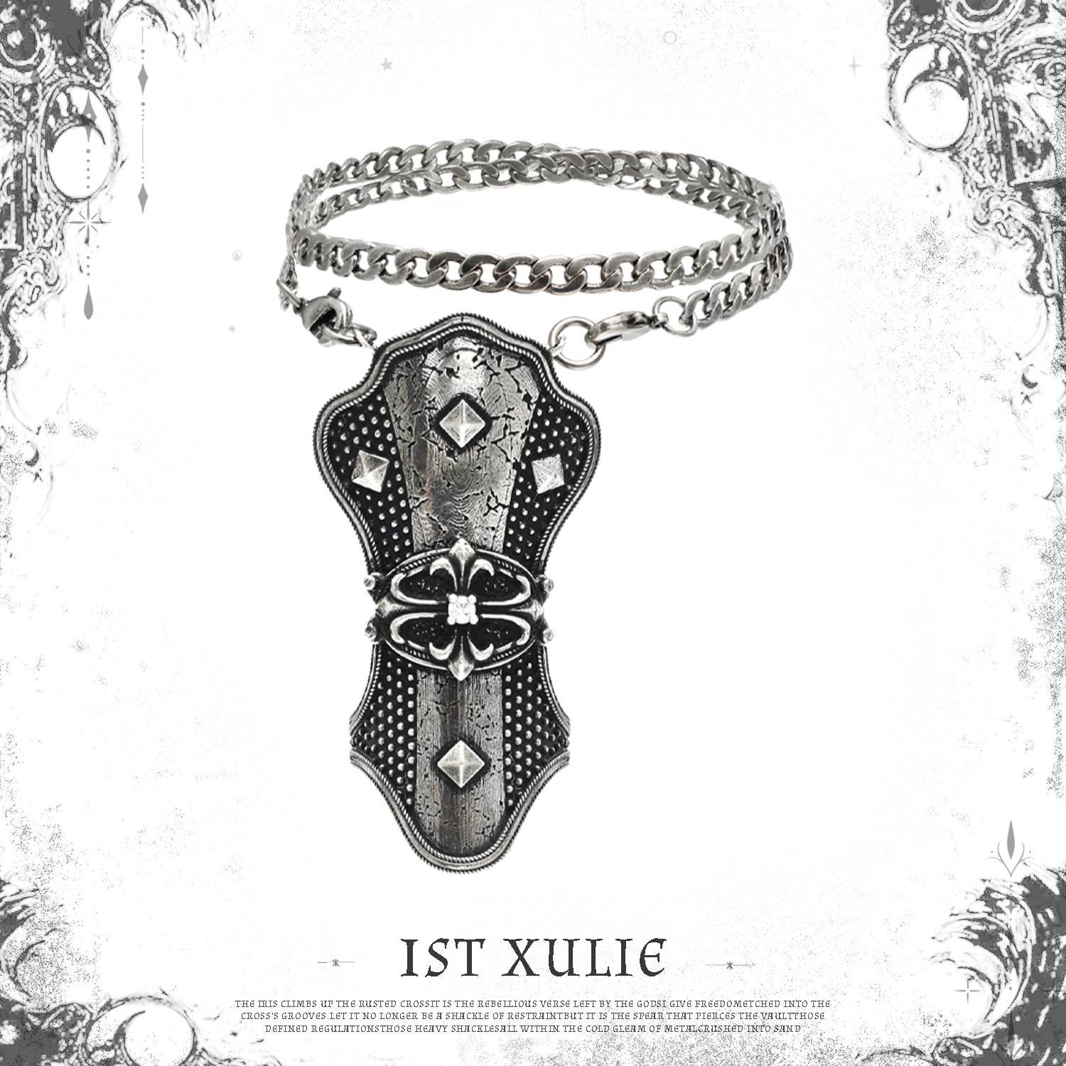 1ST XULIE做旧鸢尾虎口戒指盔甲指套小众设计高级暗黑风拇指戒
