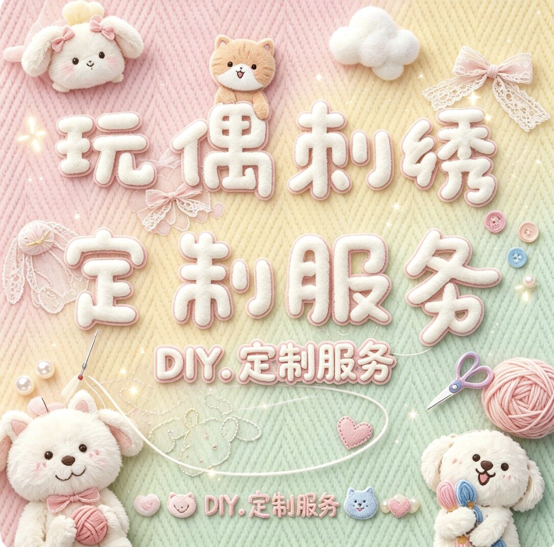 邦尼兔玩偶耳朵刺绣专属DIY名字定制寄绣花情人节七夕节生日礼物