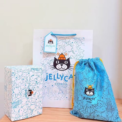 Jellycat蓝色礼盒磁吸翻盖礼盒 手提袋 蓝色礼盒Jellycat包装盒