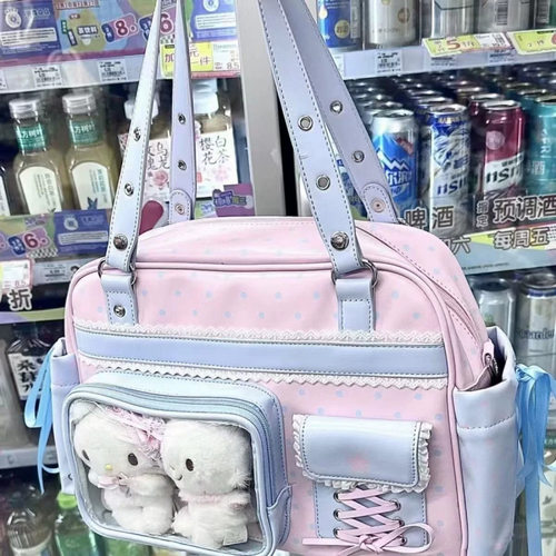 日韩系二次元娃包女生透明托特包