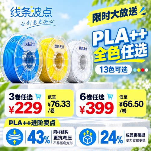 SunDots 线条波点【229元任选3卷】食品级PLA++高速打印儿童3d打印耗材 适用拓竹创想三维打印机 纯净PLA耗材