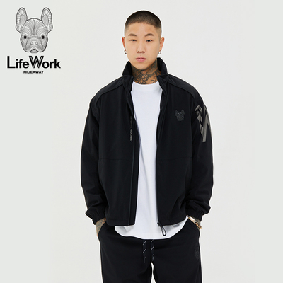 LIFEWORK HIDEAWAY黑色立领拉链夹克男装宽松百搭休闲运动外套