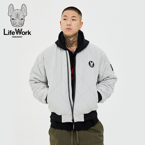 LIFEWORK HIDEAWAY秋冬新款轻薄立领菱格纹棉衣男休闲保暖棉外套