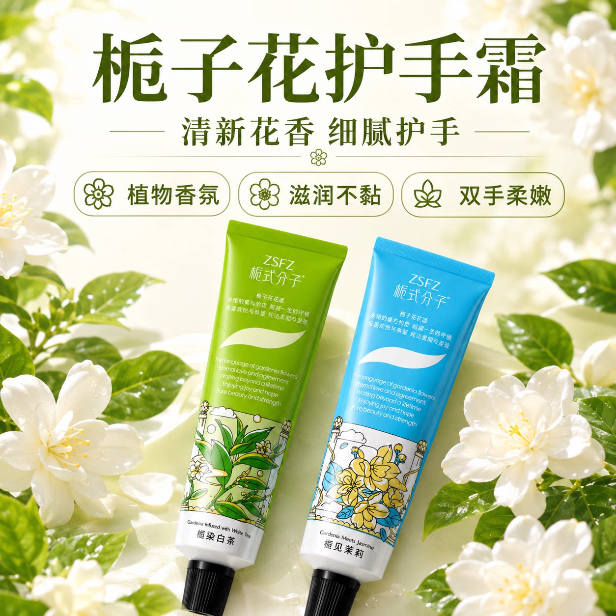 栀式分子栀子花香氛护手霜持久留香保湿滋润防干裂修护粗糙手部肌