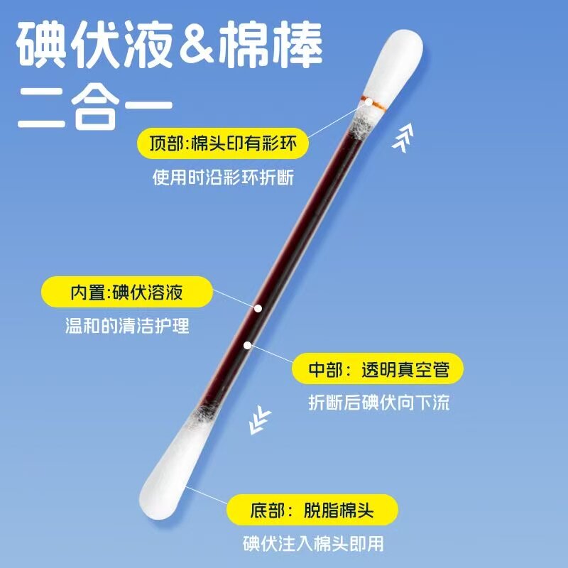 一次性碘伏消毒棉签家中常备消毒棉笔消毒碘伏液超强碘伏棒图片
