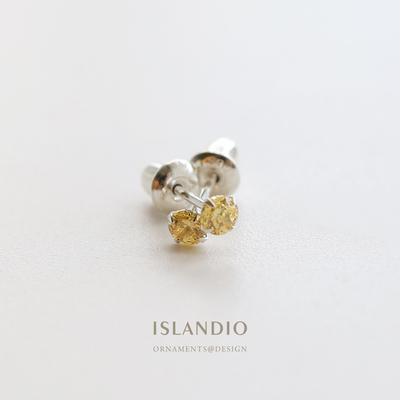 ISLANDIO18K金黄水晶迷你耳钉