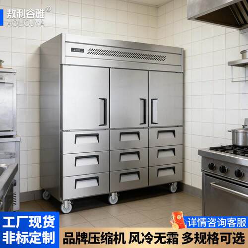 大容量身柜不锈钢立式冷藏柜不锈钢商用大冰柜设备抽屉冷藏冷柜