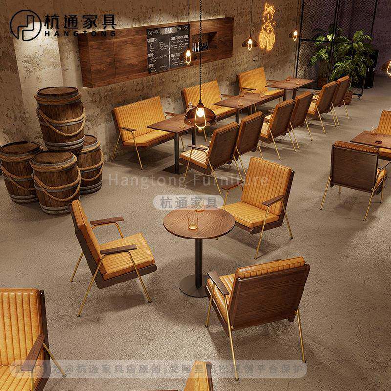 酒馆清吧卡座沙发西餐厅主题餐厅桌椅组合酒吧咖啡厅定制沙发商用